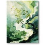 Obraz do salonu nowoczesny drzewo zielono-biały Obraz do salonu nowoczesny drzewo zielono-biały