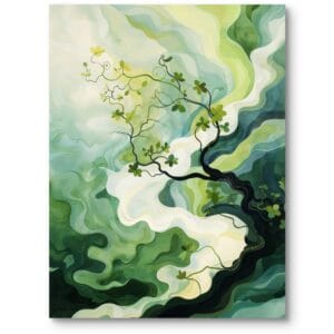 Obraz do salonu nowoczesny drzewo zielono-biały