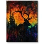 Obraz do salonu nowoczesny jeleń natura abstrakcja pomarańczowo-czerwony
