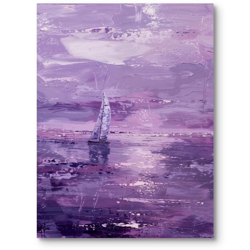 Obraz do salonu nowoczesny jezioro żaglówka zachód słońca impresjonizm fioletowy różowy Obraz do salonu nowoczesny jezioro żaglówka zachód słońca impresjonizm fioletowy różowy