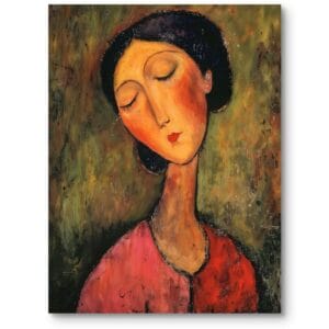 Obraz do salonu nowoczesny kobieta portret ekspresjonizm zielono-czerwony