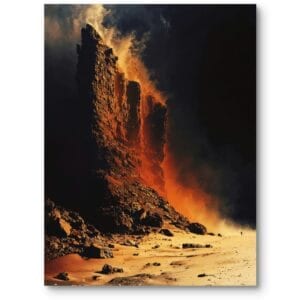 Obraz do salonu nowoczesny krajobrazy pustynia realistyczny pomarańczowo-czarno-piaskowy