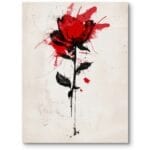 Obraz do salonu nowoczesny róża abstrakcja ekspresjonizm czerwono-czarny