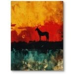 Obraz do salonu nowoczesny zachód słońca wilk abstrakcja ciepły