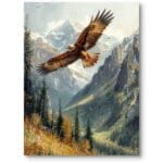 Obraz do salonu nowoczesny zwierzęta ptaki orzeł w jesiennych górach zielono-brązowy