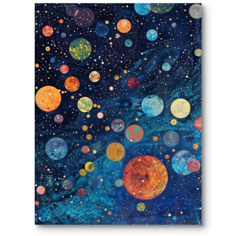 Obraz do salonu planety przestrzeń kosmiczna abstrakcja pomarańczowo-niebieski