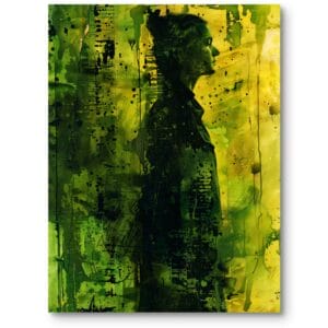 Obraz do salonu portret w zieleni nowoczesny zielono-żółty