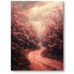 Obraz do salonu rustykalnego natura drzewa wiosenne romantyczny różowo-brązowy