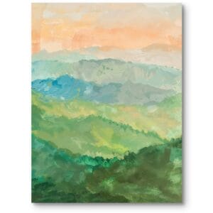 Obraz do salonu rustykalny krajobraz góry impresjonizm zielono-niebieski