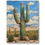 Obraz do salonu rustykalny natura kaktus spokój zielono-niebieski