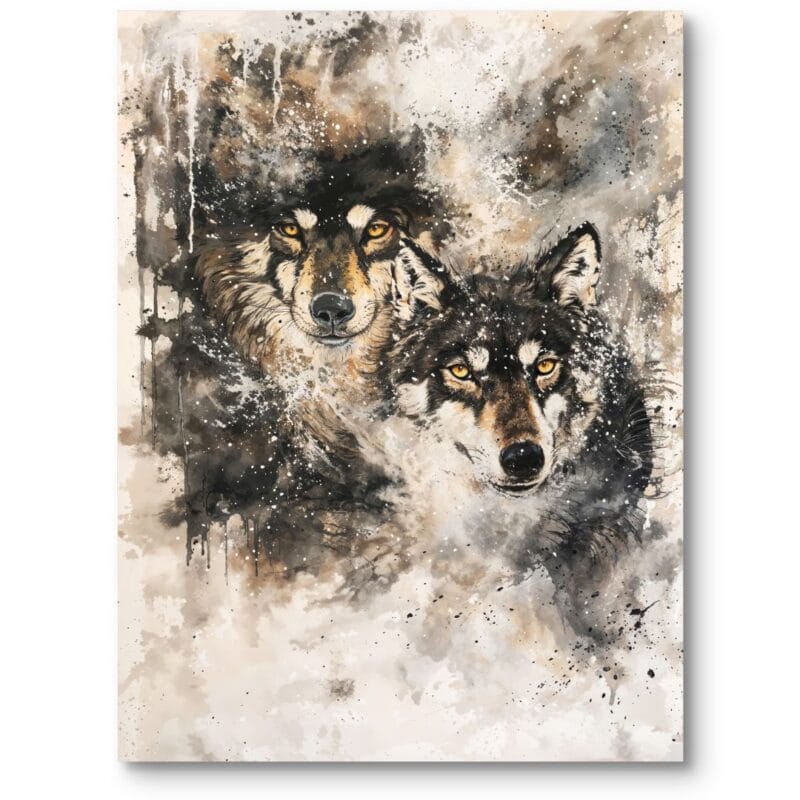 Obraz do salonu rustykalny zwierzęta wilki brązowo-czarny
