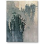 Obraz do salonu sypialni biura krajobrazy pejzaże i widoki góry we mgle impresjonizm zielono-szary Obraz do salonu sypialni biura krajobrazy pejzaże i widoki góry we mgle impresjonizm zielono-szary