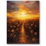 Obraz do salonu sypialni zachód słońca słonecznikowe pole impresjonizm złoto-pomarańczowy Obraz do salonu sypialni zachód słońca słonecznikowe pole impresjonizm złoto-pomarańczowy