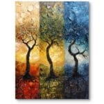 Obraz do salonu sztuka impresjonizm inspirujące drzewa pomarańczowo-zielono-niebieski