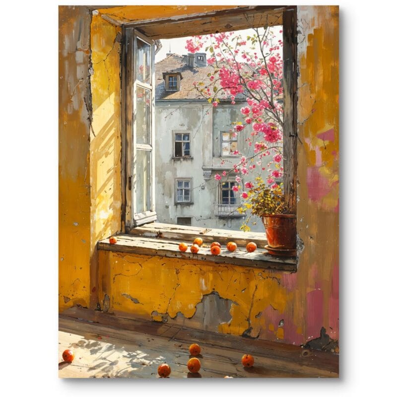 Obraz do salonu vintage architektura natura żółto-różowy Obraz do salonu vintage architektura natura żółto-różowy