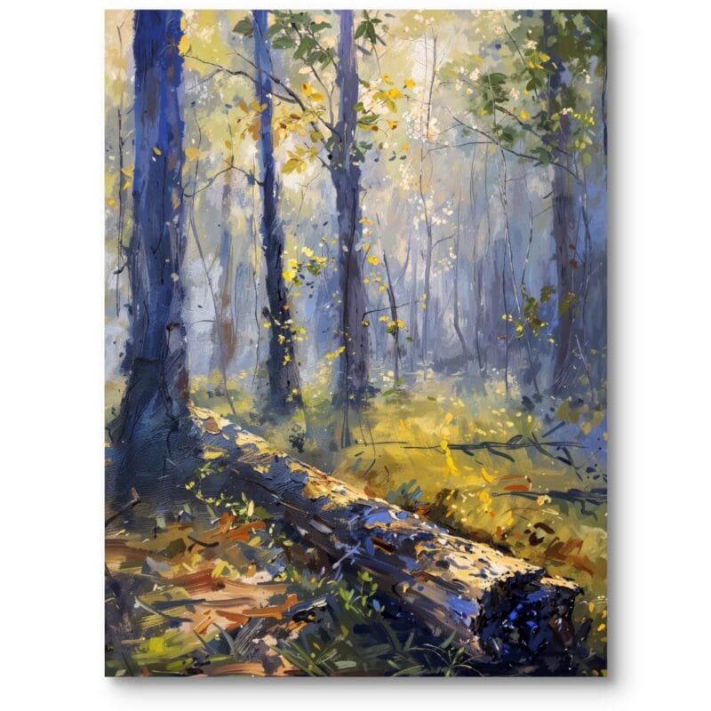 Obraz do salonu żółto-niebieski krajobrazy z lasem impresjonistyczny