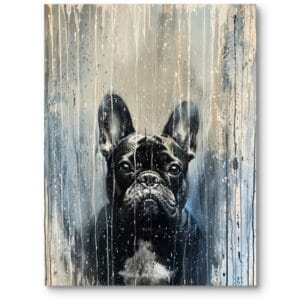 Obraz do salonu zwierzęta psy buldog francuski nowoczesny czarno-biały