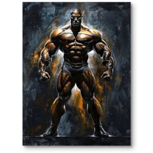 Obraz do siłowni mężczyzna kulturysta w stylu komiksowym na białe ściany