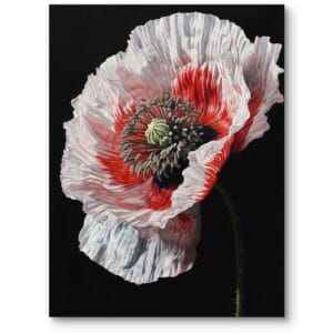 Obraz do sypialni salonu rośliny i flora mak elegancki biało-czerwony