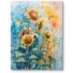 Obraz do w salonu słoneczniki boho rustykalny skandynawski żółto-niebieski