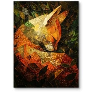 Obraz do zielonego salonu zwierzęta kot w naturze akryl żółto-zielony kubizm