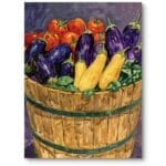 Obraz martwa natura bakłażany pomidory do kuchni rustykalny kolorowy