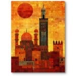 Obraz na płótnie do biura architektura kubizm pomarańczowo-żółty do nowoczesnego wnętrza Obraz na płótnie do biura architektura kubizm pomarańczowo-żółty do nowoczesnego wnętrza