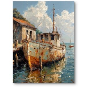 Obraz na płótnie do biura technika żegluga vintage niebiesko-brązowy