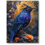 Obraz na płótnie do gabinetu i sypialni zwierzęta egzotyczne ptaki realizm fantastyka niebiesko-pomarańczowy Obraz na płótnie do gabinetu i sypialni zwierzęta egzotyczne ptaki realizm fantastyka niebiesko-pomarańczowy