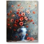 Obraz na płótnie do nowoczesnego salonu martwa natura maki czerwono-niebieski