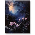 Obraz na płótnie do nowoczesnej sypialni krajobraz góry magnolie motyle