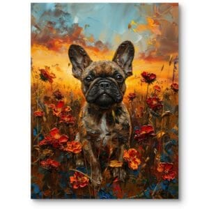 Obraz na płótnie do pokoju dziecka zwierzęta psy buldog francuski pomarańczowo-czerwony