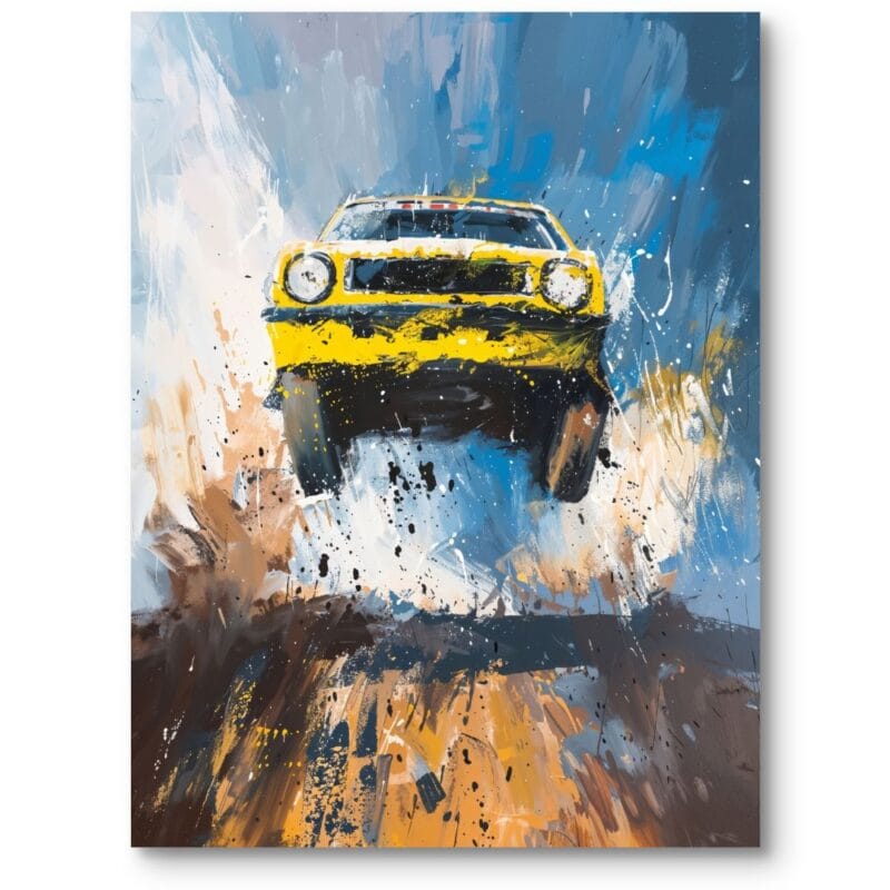 Obraz na płótnie do pokoju młodzieżowego motoryzacyjne samochody sportowe impresjonizm niebiesko-żółty