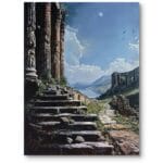 Obraz na płótnie do salonu biura starożytne ruiny realistyczny niebiesko-zielony Obraz na płótnie do salonu biura starożytne ruiny realistyczny niebiesko-zielony