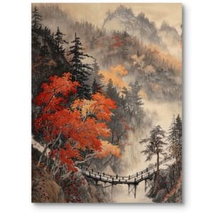 Obraz na płótnie do salonu klasycznego krajobrazy jesień w górach most czerwono-szary