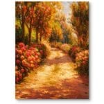 Obraz na płótnie do salonu klasyczny impresjonizm jesienna ścieżka pomarańczowo-zielony
