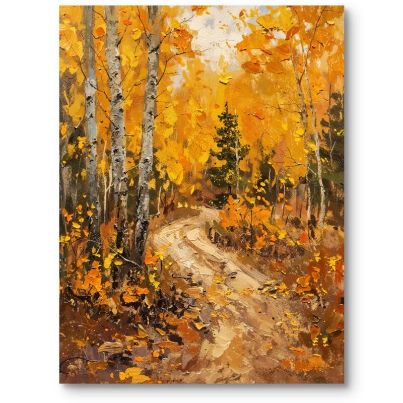 Obraz na płótnie do salonu klasyczny krajobrazy pejzaże i widoki jesienna droga impresjonistyczny żółto-pomarańczowy