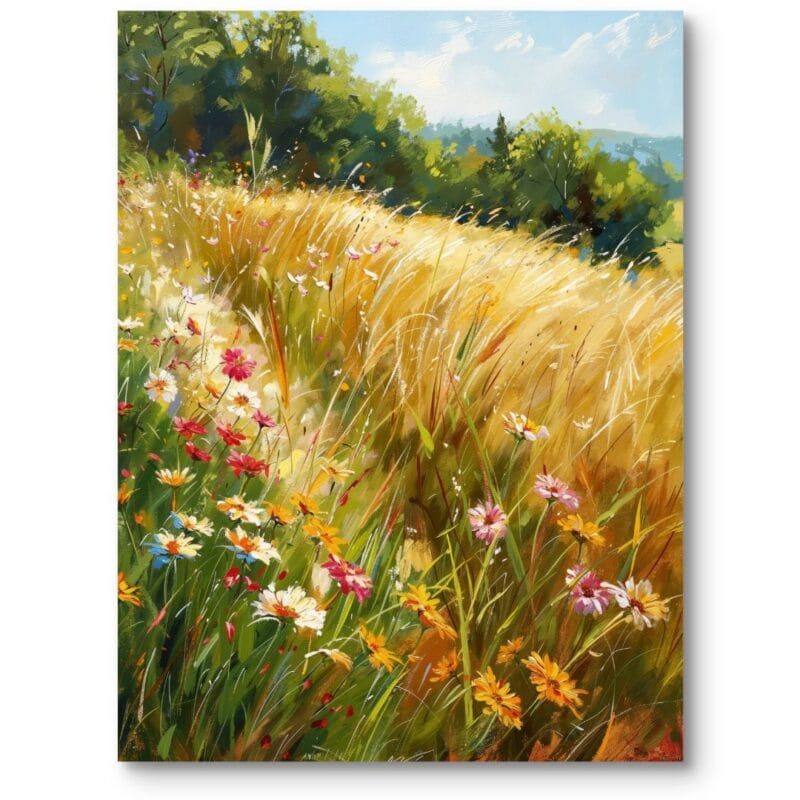 Obraz na płótnie do salonu klasyczny kwiaty letnia łąka impresjonizm żółto-zielony Obraz na płótnie do salonu klasyczny kwiaty letnia łąka impresjonizm żółto-zielony