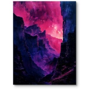 Obraz na płótnie do salonu krajobrazy fantastyczne pejzaże nowoczesny fioletowo-różowy