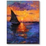 Obraz na płótnie do salonu krajobrazy pejzaże i widoki morze nowoczesny niebiesko-pomarańczowy