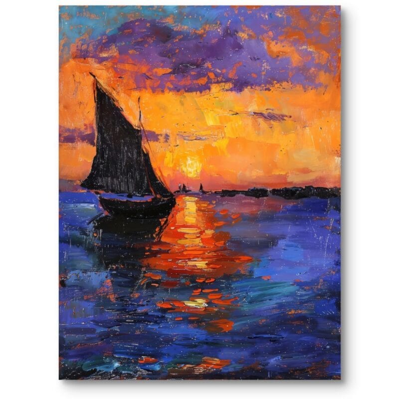 Obraz na płótnie do salonu krajobrazy pejzaże i widoki morze nowoczesny niebiesko-pomarańczowy