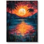 Obraz na płótnie do salonu krajobrazy pejzaże i widoki z zachodem słońca impresjonistyczny pomarańczowo-niebieski