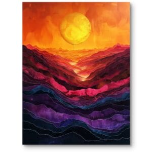 Obraz na płótnie do salonu krajobrazy pejzaże i widoki zachód słońca w górach abstrakcyjny pomarańczowo-fioletowy