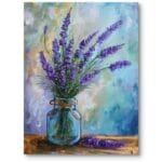 Obraz na płótnie do salonu martwa natura z kwiatami lawenda impresjonizm fioletowo-niebieska Obraz na płótnie do salonu martwa natura z kwiatami lawenda impresjonizm fioletowo-niebieska