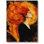 Obraz na płótnie do salonu modern ekspresjonizm kobieta płomienne włosy pomarańczowo-czarne Obraz na płótnie do salonu modern ekspresjonizm kobieta płomienne włosy pomarańczowo-czarne