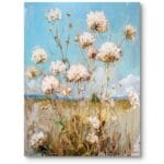 Obraz na płótnie do salonu natura kwiaty rumianki impresjonizm biało-zielony