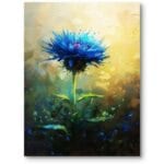Obraz na płótnie do salonu natura piękny niebieski kwiat impresjonizm niebiesko-żółty