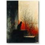 obraz-na-plotnie-do-salonu-nowoczesny-kot-zima-surrealizm-czarno-zb3-1522 Obraz na płótnie do salonu nowoczesny kot zima surrealizm czarno-czerwony