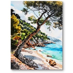 Obraz na płótnie do salonu plaża nadmorskie wybrzeże nowoczesny biało-zielony