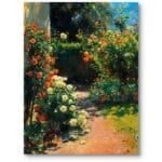 Obraz na płótnie do salonu rustykalny do biura natura ogród kwitnące róże impresjonizm zielono-czerwono-żółty Obraz na płótnie do salonu rustykalny do biura natura ogród kwitnące róże impresjonizm zielono-czerwono-żółty